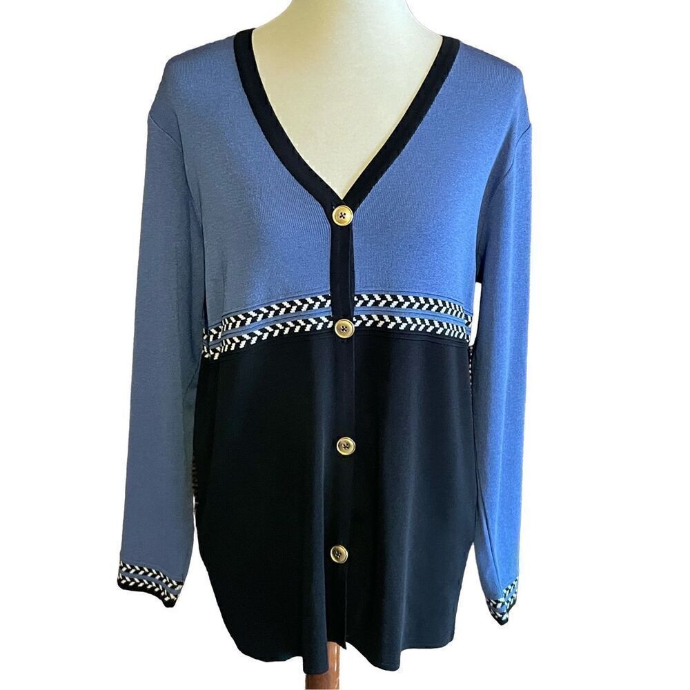 Howard Wolf Escape Womens Cardigan Sweater V-Neck Long Sleeve Button Up Blue/Bl - Picture 2 of 13